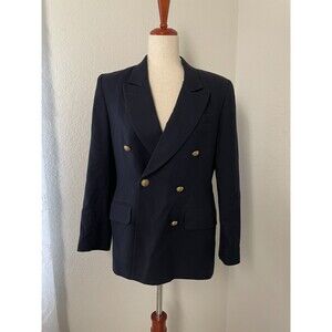 Vintage Valerie Stevens Wool Blazer Women’s 6P Navy Blue Double Breasted Regal